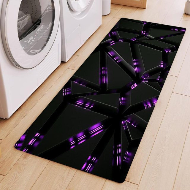 Csq Fourteen Küchenläufer Geometrisches Design Schwarz, B/T: 160 x 230 cm, Rutschfest und Waschbar - Bild 1