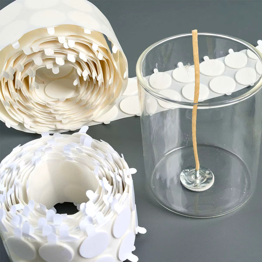 UDOCOOL Hitzebeständiger Kerzen Docht Aufkleber Weiß, doppelseitiges Schaum Klebeband für DIY Aromath Wachs Handwerk Kits, Breite: 1,5 cm - Bild 4