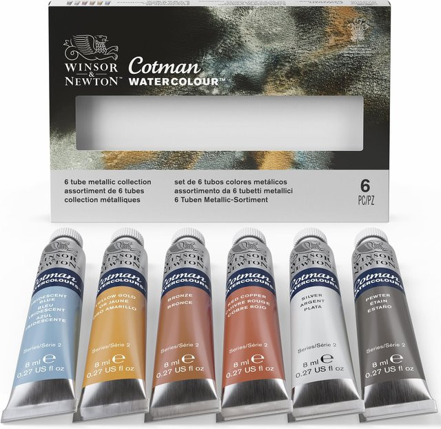 Winsor & Newton Cotman Aquarellfarben-Set mit 6 Metallic-Farben in Multicolour, 8 ml Tuben - Bild 1
