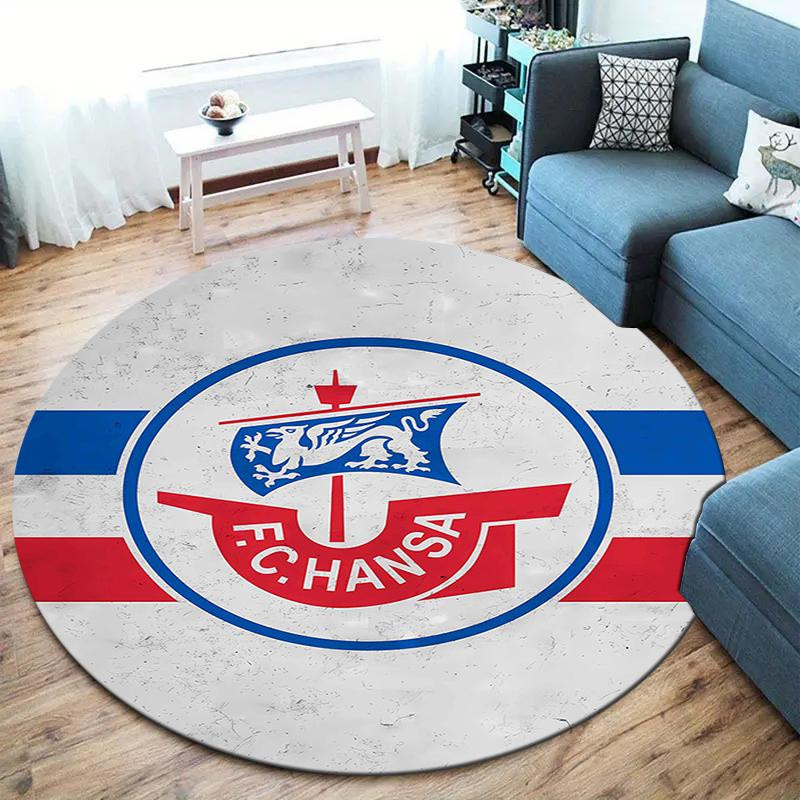 Runder Teppich FC Hansa Rostock, rutschfeste Bodenmatte aus Polyester für Wohnzimmer, Schlafzimmer und Spielzimmer, Durchmesser: 120 cm - Bild 4