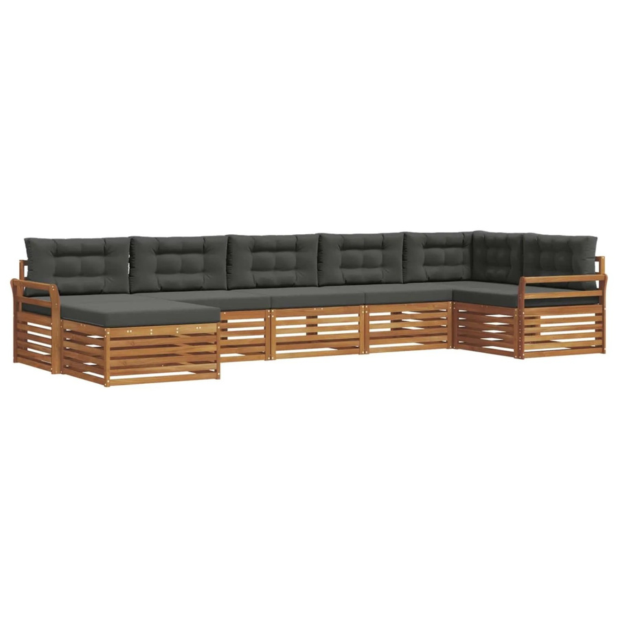 vidaXL Sofagarnitur 7-teilig aus Massivholz Akazie in Natur und Anthrazit mit L-Form und Latten-Design - Bild 2