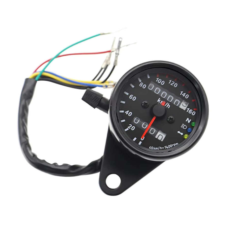 APWIKOGER Universal Motorrad Tacho mit Kilometerzähler und Blinker- sowie Scheinwerferanzeige in Schwarz - Bild 3