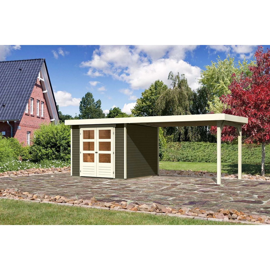 Karibu Holz-Gartenhaus Boras mit Flachdach in Terragrau - Bild 2