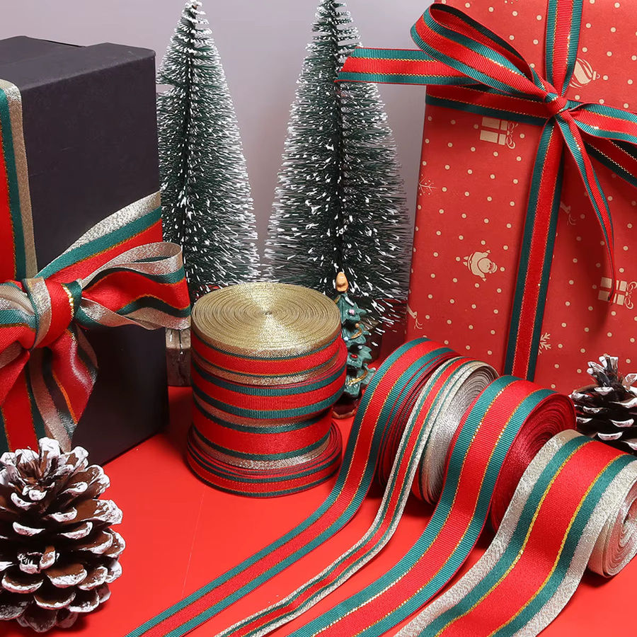 Satinbänder für Bastelarbeiten und Dekoration in Rot und Grün für Weihnachten, Hochzeit und Party, Breite: 10 mm, 15 mm, 25 mm oder 38 mm - Bild 5