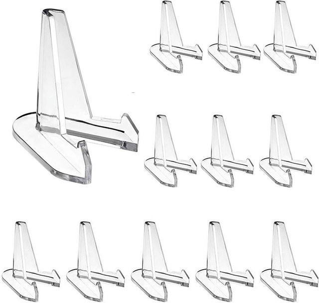 12er Set TOMTOP JMS Mini-Acryl-Displayständer, transparente Münzständer-Staffeleien aus Kunststoff für die Tischausstellung, Weiß - Bild 1