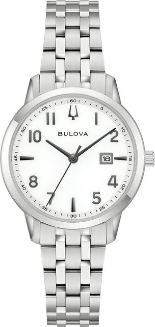 Bulova Damenuhr, Analoguhr, Quarz, Edelstahl, Silber, 31 mm - Bild 1