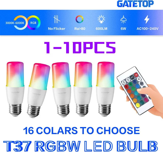 RGB LED E27 Leuchtmittel mit Fernbedienung, 6W dimmbar, Multicolour - Bild 1