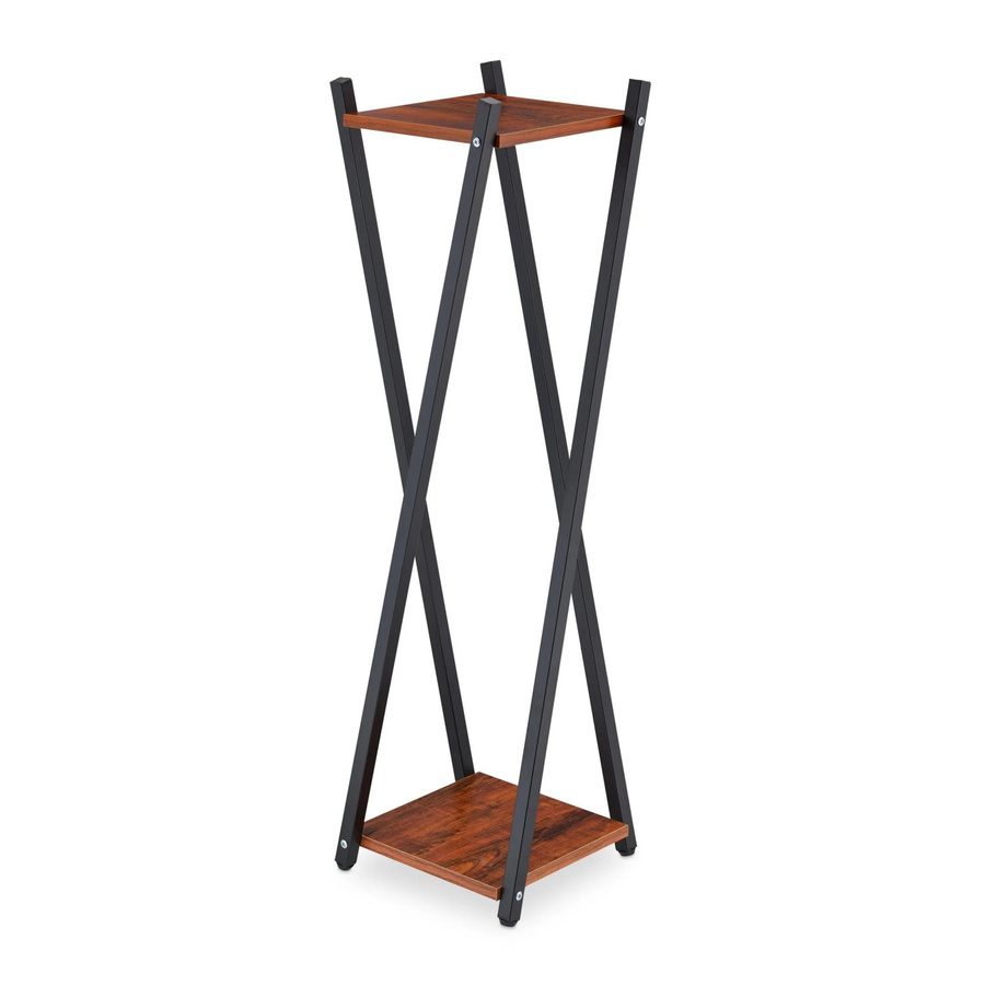 Relaxdays Blumenständer aus Stahl und MDF in Dunkelbraun mit 2 Ebenen, Höhe: 99 cm, Breite: 29 cm, Tiefe: 29 cm - Bild 2