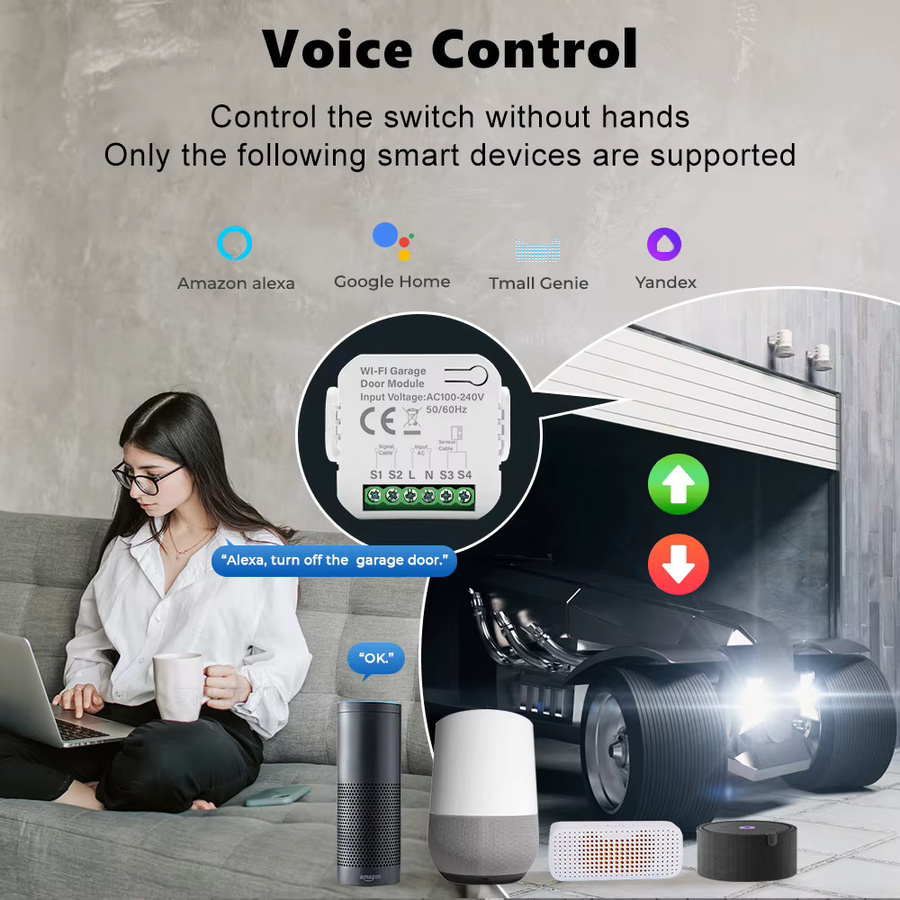 Tuya Smart WiFi Garagentor Schalter mit App-Steuerung und Fernbedienung für Alexa und Google Home, Weiß - Bild 2