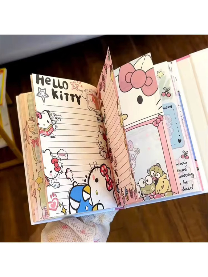 Hello Kitty Notizbuch im Ins-Stil mit Quasten und farbigen Innenseiten, mehrfarbiges Hardcover-Hohlbuch für die Schule - Bild 4
