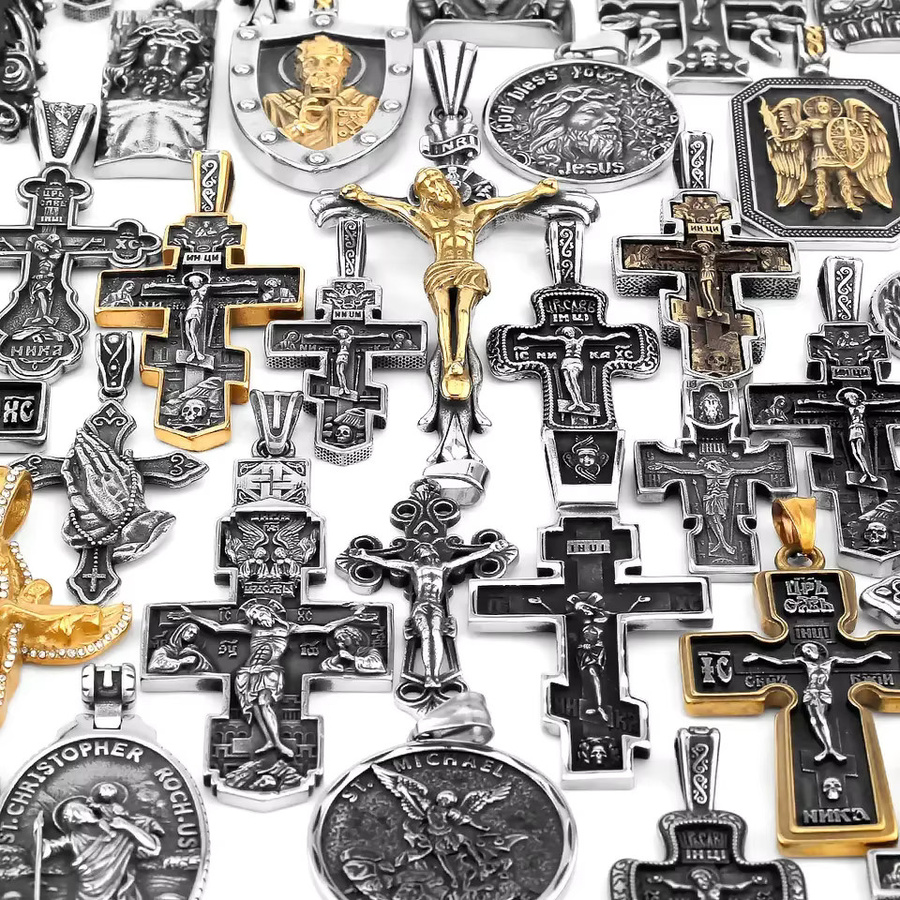 Anhänger Jesus Kreuz, Edelstahl, Silber, Herren - Bild 2