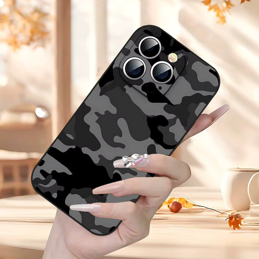 Modische Camouflage-Handyhülle in Schwarz für iPhone 17, 16, 15, 14, 13, 11 Pro Max, Plus, X, XR, XS Max und 13 Mini - Bild 5