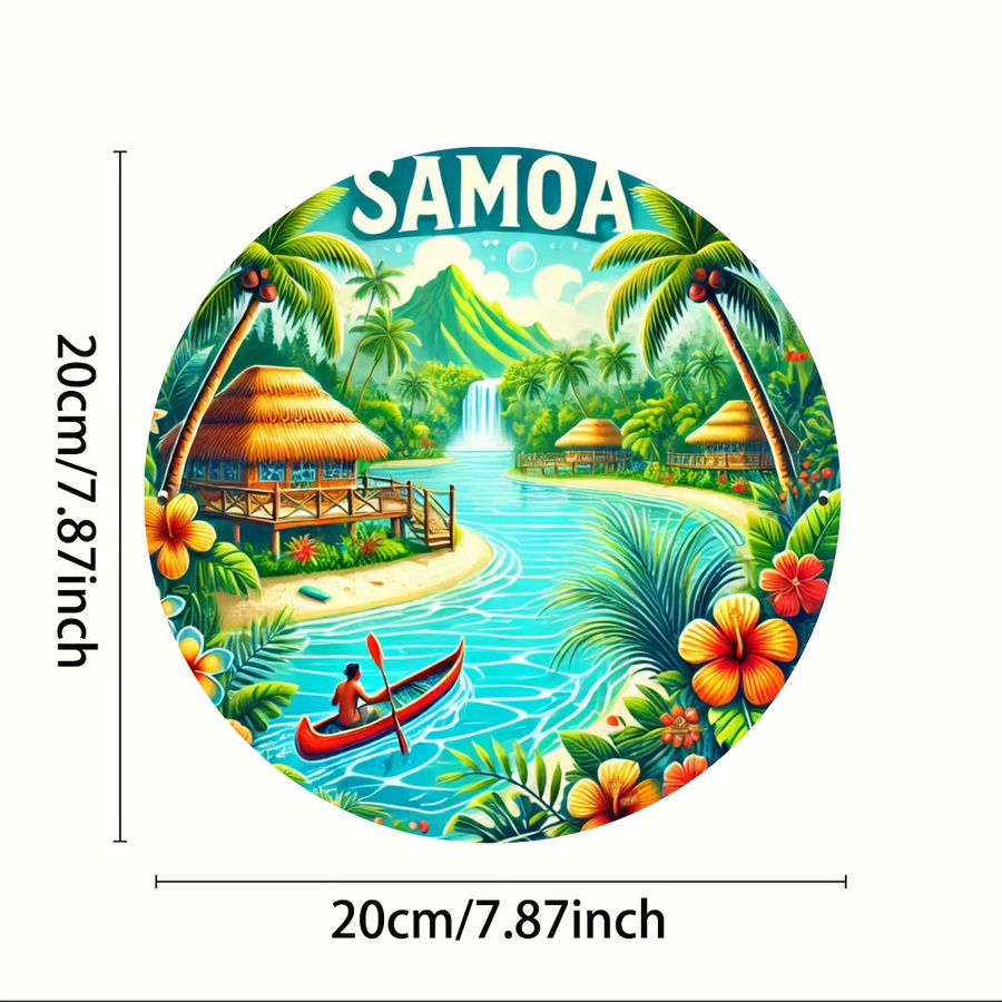Potdemiel Samoan Greeting Rundes Vintage Aluminiumschild in Mehrfarbig, Durchmesser: 20 cm - Bild 2