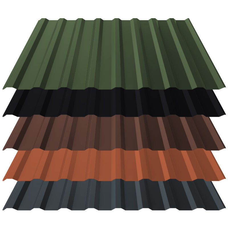 Trapezblech T18 Dach aus Stahl von Blachotrapez GmbH mit Vliesrückschnitt und 35 µm Mattpolyester Beschichtung, Farbe: Mehrfarbig - Bild 1