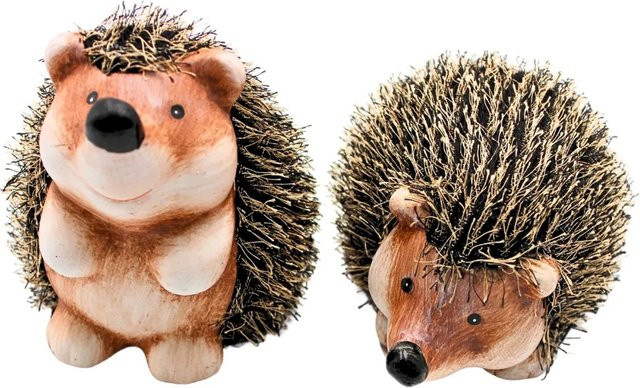 2er Set XL Dekofiguren Igel aus Keramik in Braun von Dekohelden24, B/H/T: 17 x 11 x 9 cm - Bild 1