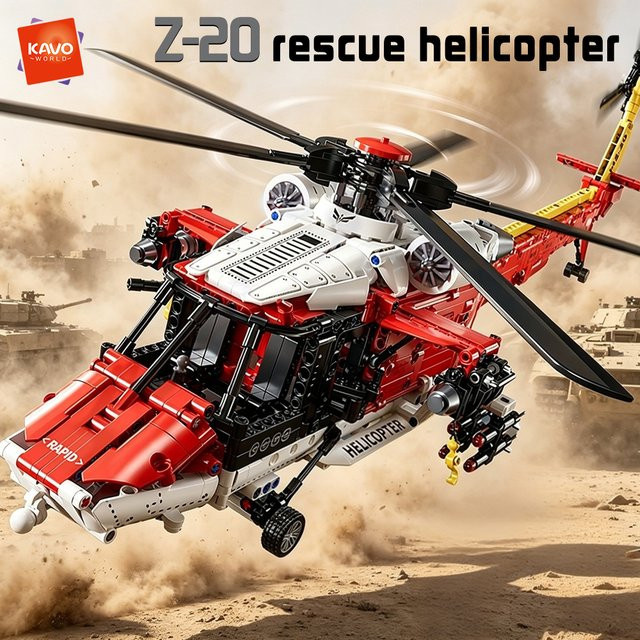 KAVOWORLD Z-20 Roter Cooler Rettungshubschrauber, Lernbaukasten, 1.528 Teile - Bild 1