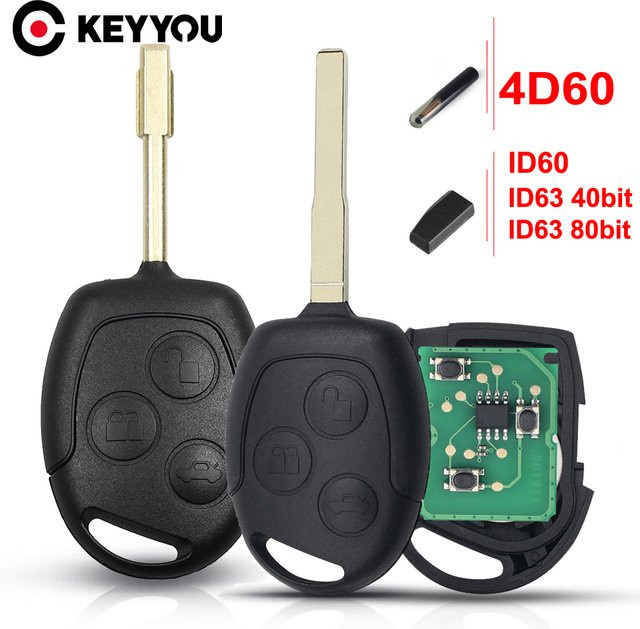 KEYYOU Auto-Fernbedienungsschlüssel 433 MHz mit ID63 ID60 Chip für Ford Mondeo Focus 2 Fiesta Fusion Transit KA Galaxy MK2 MK5 MK7 HU101 FO21 Klinge in Schwarz - Bild 1