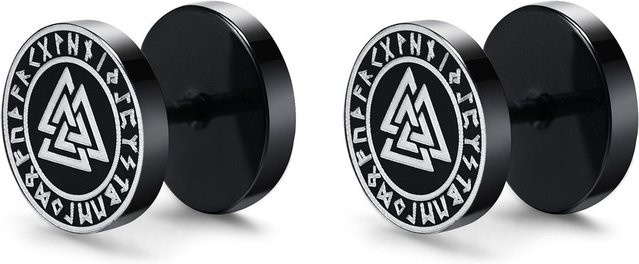 Lucky Star Jewelry Ohrstecker Edelstahl, Wolf Kopf, Kompass, Herren - Bild 1