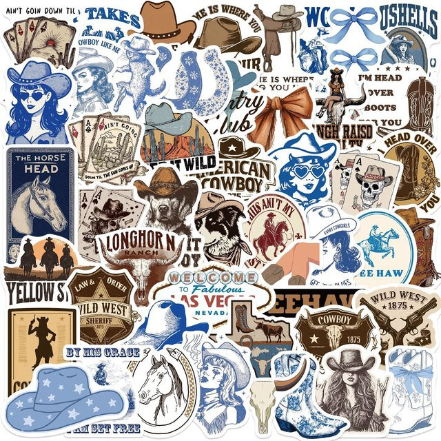 MRJIAANGSON Wild West Cowboy Aufkleber, 50-teiliges Set - Bild 1