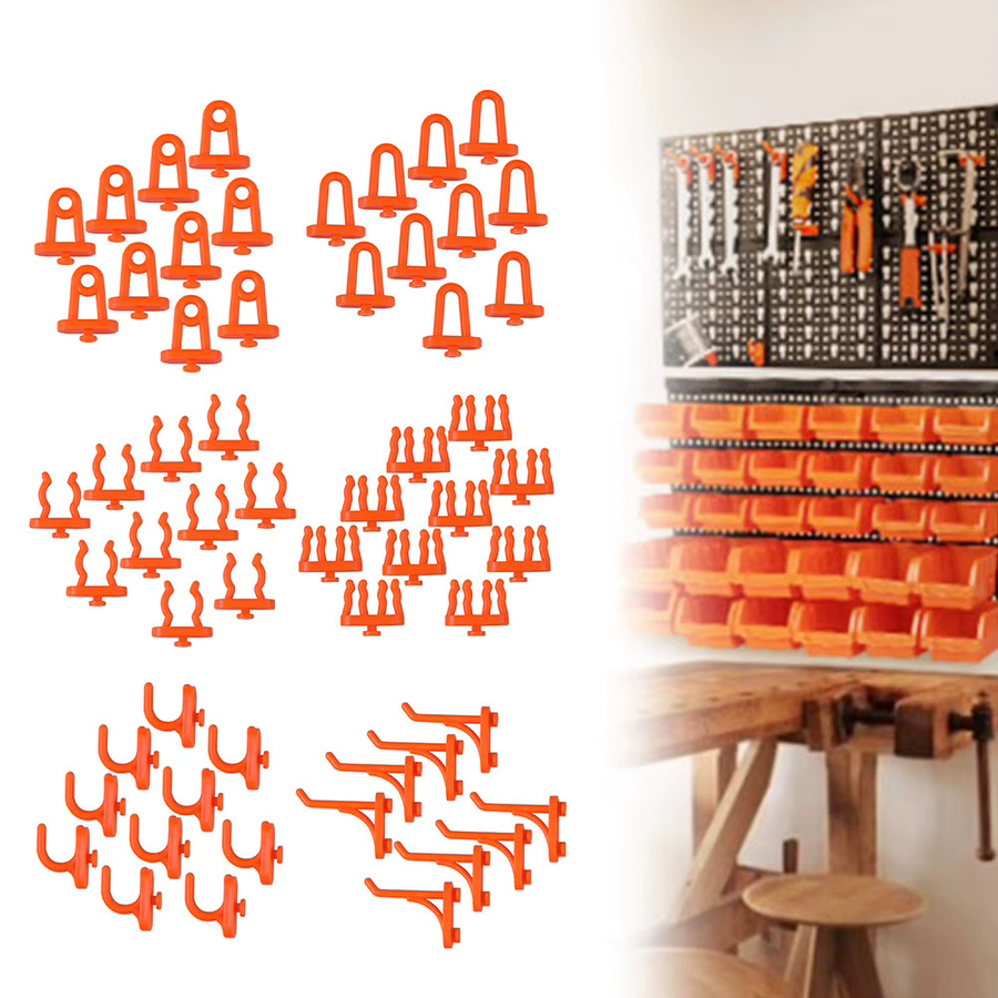 10 Stück VIBRATITE Werkzeugtafel-Haken aus ABS-Kunststoff für die Lochplatte zur Wandmontage, Orange - Bild 2