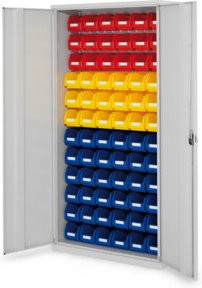 Kappes Schlitzplattenschrank RasterPlan Mod. 56 aus Stahl mit Vollblechtüren und Schloss, Farbe: Lichtgrau (RAL 7035), B/T/H: 100 x 41 x 195 cm - Bild 1