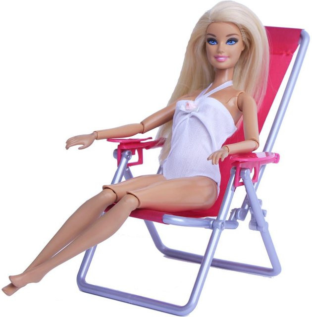Global Toy Puppenhausmöbel, schwimmender faltbarer Liegestuhl, Barbie, Grau - Bild 1