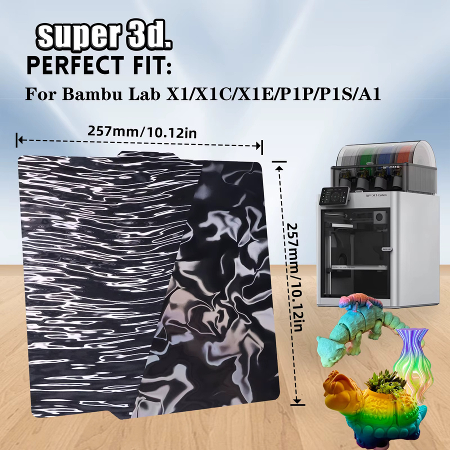 Bambu Lab Glatte PEI-Platte Doppelseitige Heizplatte in Schwarz für Bambu Lab P1P P1S P2S A1 X1C X1 - Bild 1