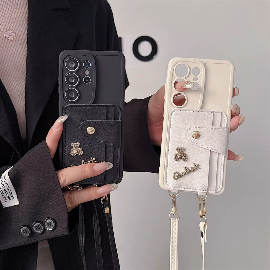 Crossbody Brieftaschen-Handyhülle aus PU-Leder für Samsung Galaxy Serie in Schwarz - Bild 2
