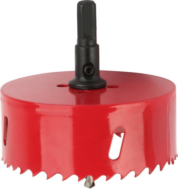 Fishine Lochsäge aus Edelstahl in Rot für Metall, Holz, Kunststoff und Gipskarton, Durchmesser: 90 mm - Bild 1