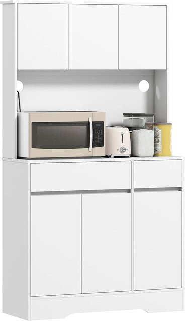 HOMCOM Küchenschrank in Weiß mit modernem Design aus Spanplatte und MDF, B/T/H: 100 x 38 x 180 cm - Bild 1