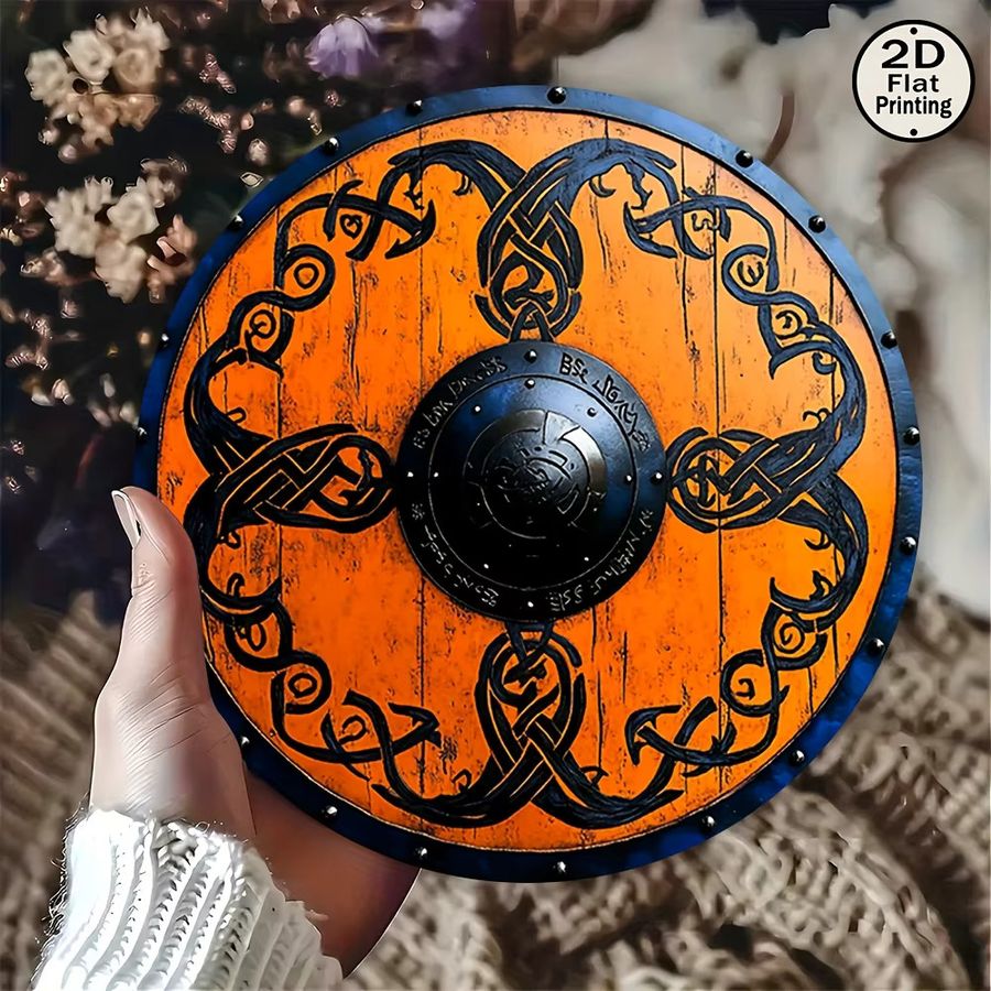 Potdemiel Metallschild Viking Orange Shield mit keltischem Muster, rund, Durchmesser: 20,32 cm - Bild 5