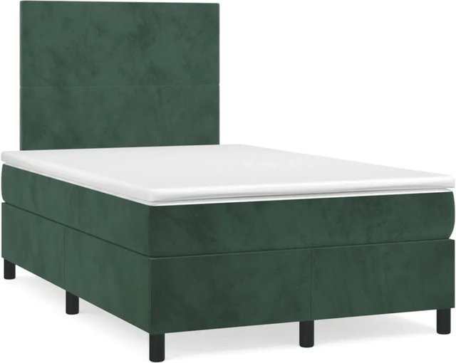 vidaXL Boxspringbett mit Matratze Dunkelgrün Samt Hybrid-Design B/T: 120 x 200 cm - Bild 1