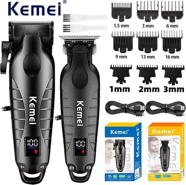 Kemei Akku-Haarschneider Set, Herren, Schwarz - Bild 1