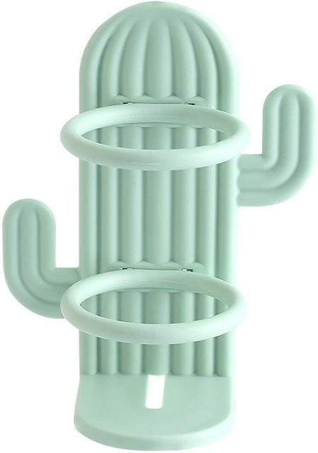 Yiran Furniture Zahnbürstenhalter Kaktus in Grün, wandmontierter und wasserdichter Halter aus Kunststoff mit Drainage-Funktion - Bild 1