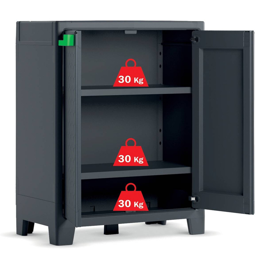 Keter Kunststoffschrank Moby in Anthrazit mit Türen und Regalböden, B/H/T: 80 x 100 x 44 cm - Bild 3