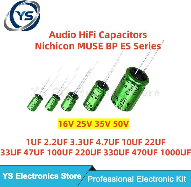 10 Stück Nichicon MUSE BP ES Nicht-Polarer HiFi-Audio-Kondensator mit Kupferfüßen in Grün - Bild 1
