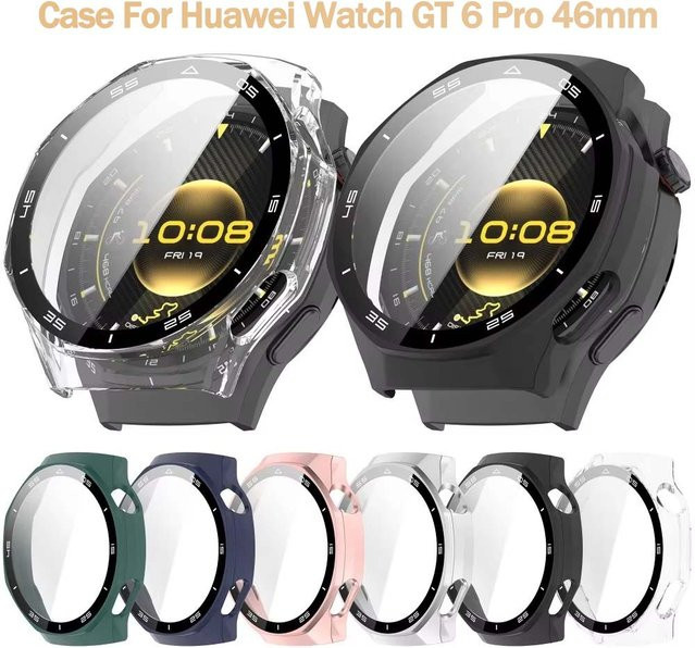 Huawei Watch GT6 46mm Schutzhülle mit HD-Schutzglas und PC-Gehäuse in Transparent, Sturzsichere Abdeckung mit Skala für Unisex - Bild 1