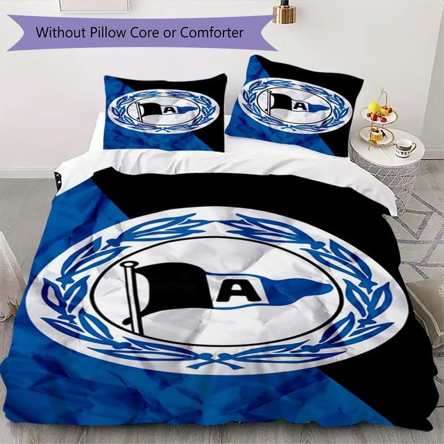 Arminia Bielefeld Muster Bettwäsche Set mit Reißverschluss bestehend aus 1 Bettbezug und 2 Kissenbezügen B/B/H: 250 x 220 cm - Bild 1