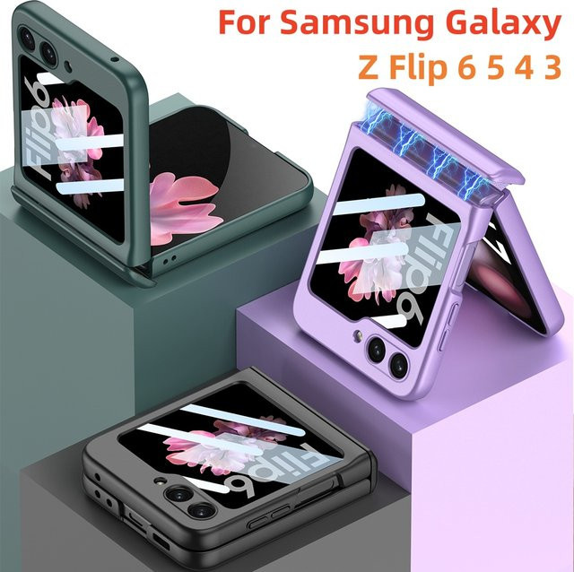 Stoßfeste Magnetische Hartschalen-Handyhülle mit Scharnierschutz und Kleinbildschirm-Schutzfolie für Samsung Galaxy Z Flip 8 7 6 5 4 5G in Grün - Bild 1
