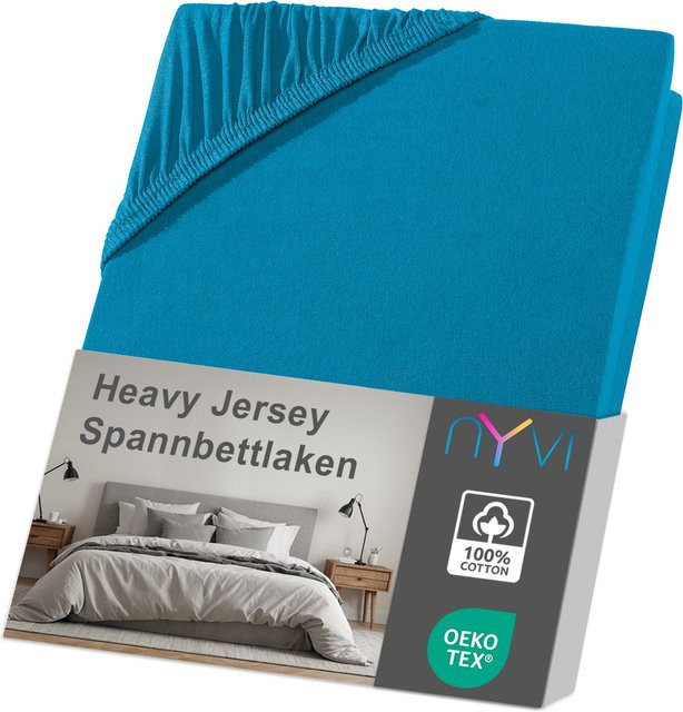 NYVI Spannbettlaken DreamScience Heavy Jersey aus Baumwolle, petrol, B/T: 160 x 200 cm - Bild 1