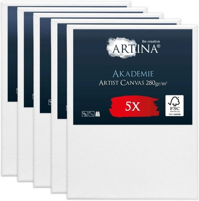 Artina Akademie Keilrahmen Set aus FSC Holz mit weißer Baumwollleinwand, 5-teilig, B: 80 cm, H: 120 cm - Bild 1