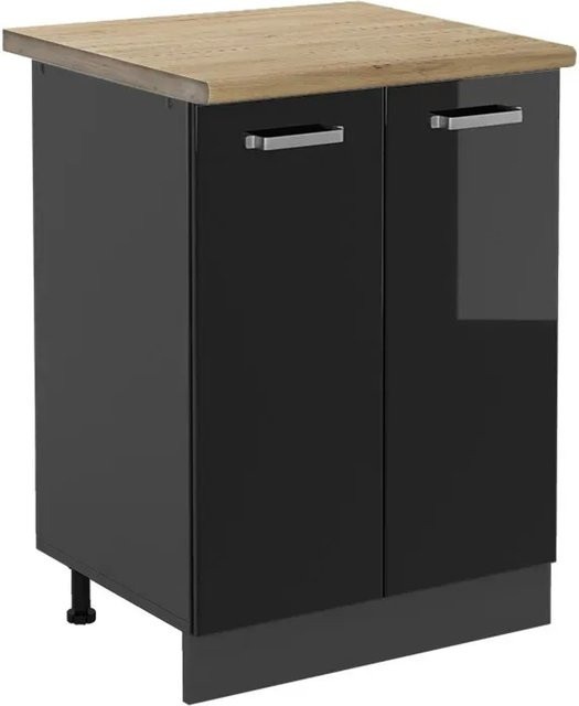 Vicco Küchenunterschrank R-Line Schwarz Hochglanz Anthrazit Eiche B/T/H: 60 x 60 x 81,6 cm - Bild 1