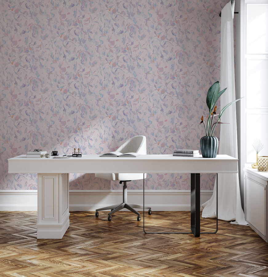 Sian Zeng Tapete Abstract Blooms in Violett und Multicolour mit floralem und botanischem Design aus Vlies - Bild 1