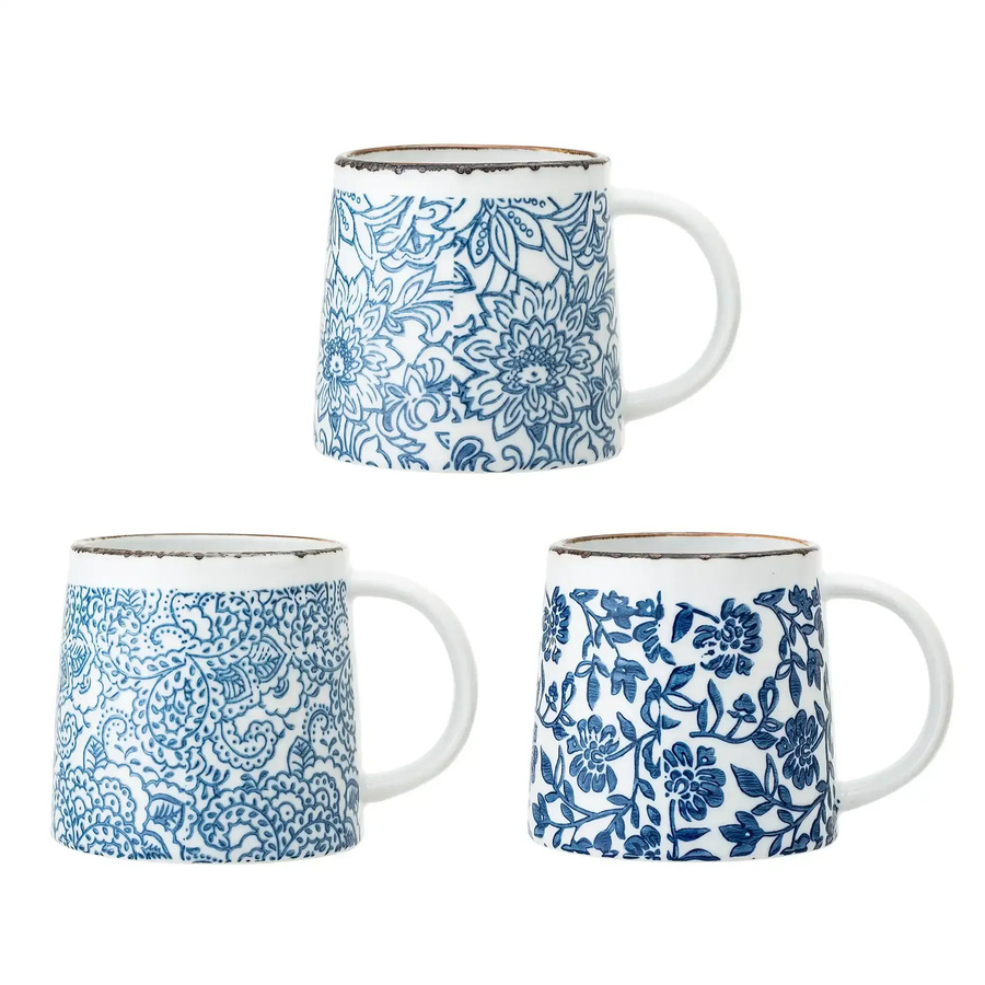 Bloomingville Molly Keramikbecher in Blau, Set von 3 Stück - Bild 1