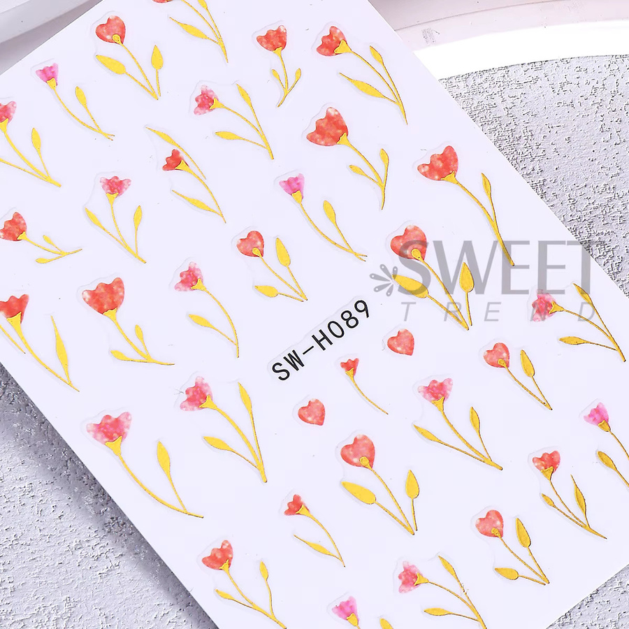 SWEET TREND Nagelaufkleber, Metallische Aquarell-Blumen, 2 Stück - Bild 2