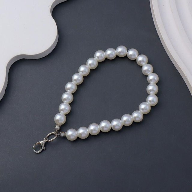 Science beauty Anti-Drop Handy-Kette mit Perlen als Lanyard und Schlüsselanhänger in Weiß - Bild 1