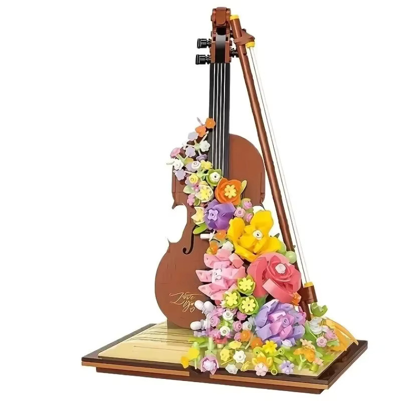 CTMA Klavier Ziegel Violine Musikinstrument Blume, Bausteine, mit Licht - Bild 2
