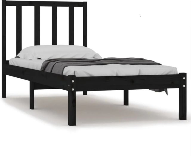 vidaXL Massivholzbett aus Kiefer in Schwarz, B/T/H: 75 x 190 x 81 cm - Bild 1