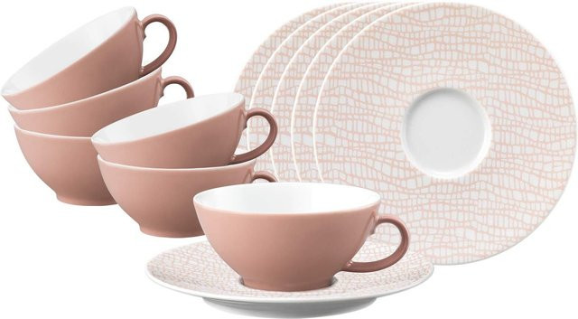 Seltmann Weiden Teetassen mit Untertassen Life Fashion Pink aus Porzellan 6er Set 140 ml - Bild 1