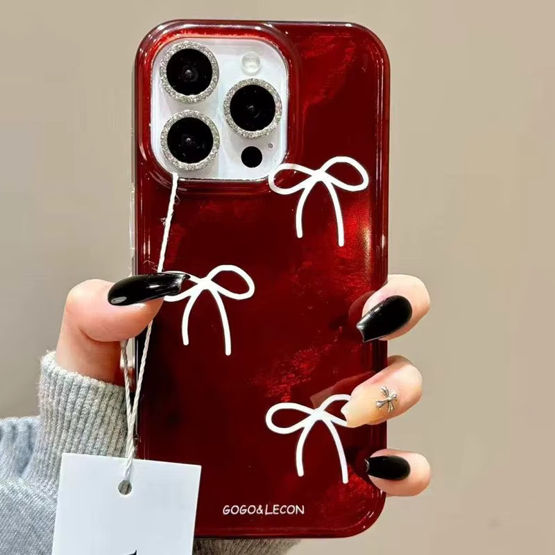 Stoßfeste Apple iPhone Handyhülle mit Schleife in Weinrot für iPhone 17 bis iPhone 7/8 Plus und SE2 - Bild 2